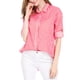 thumbnail image 2 of Camisas de mujer de manga larga con cuello de solapa y botones, con mangas enrollables, color rojo M, 2 of 7