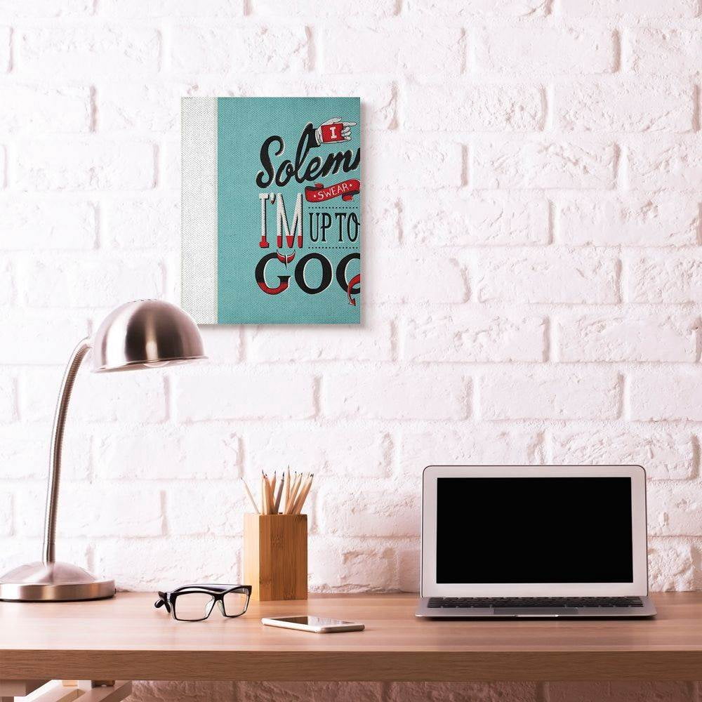 Stupell Industries Up To No Good Funny Vintage Comic Book Word Design Canvas Wall Art by Ester Kay