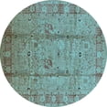 thumbnail image 1 of Ahgly Company Indoor Round Oriental Light Blue Industrial Area Rugs, 7' Round, 1 of 4