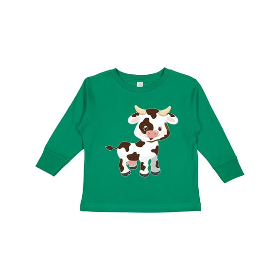 Inktastic Cute White Holstein Cow with Brown Spots Boys or Girls Long Sleeve Toddler T-Shirt