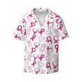 thumbnail image 2 of Lsque Breast Cancer Awareness4 print Men's Cuban Collar Short Sleeve Shirt Summer Beachwear Casual Button Down Fashionable Vacation Leisure Shirt-Medium, 2 of 7