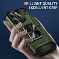 thumbnail image 2 of Designed for iPhone 14 Pro Back Case, 360 & 180 Degree Rotatable Kickstand Armor Design Ultra Shockproof Drop Protective Heavy Duty Luxury Anti-falling for iPhone 14 Pro, Olivegreen, 2 of 7