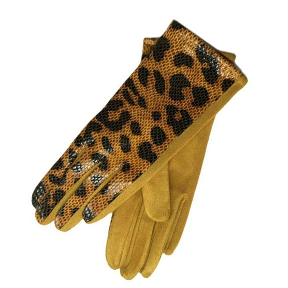 Jesscasday 1pair Stretchy Leopards Print Mittens Comfortable Women's Mittens Flexible Gloves