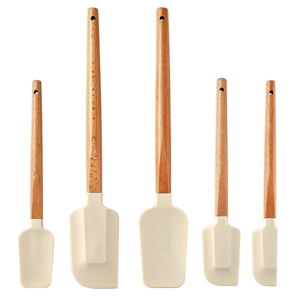 Unique Bargains 5Pcs Heat-Resistant Cooking Utensils Kitchen Spatula Set White