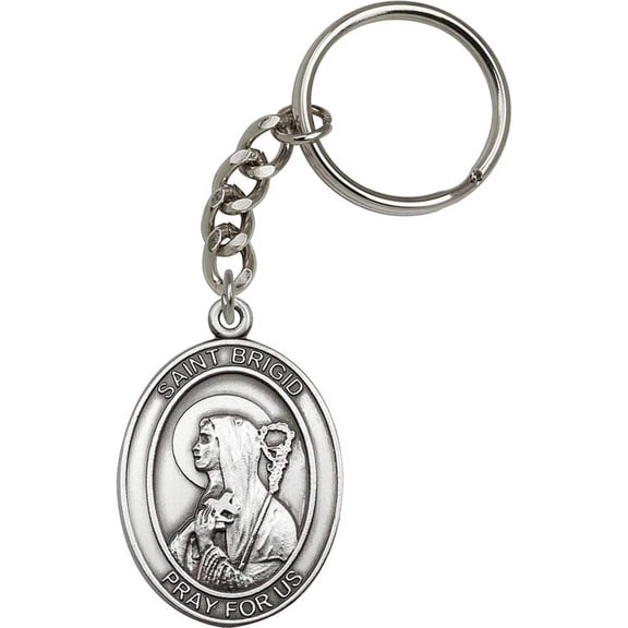 Antique Silver St. Brigid of Ireland Keychain