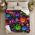 thumbnail image 5 of Colorful Halloween Pumpkin Pattern Print, Vivid And Dramatic Spooky Pattern for Colorful Halloween Enthusiasts, Halloween Gift, Cozy Flannel Blanket and Home Decor for Living Room and Bedroom, 5 of 9