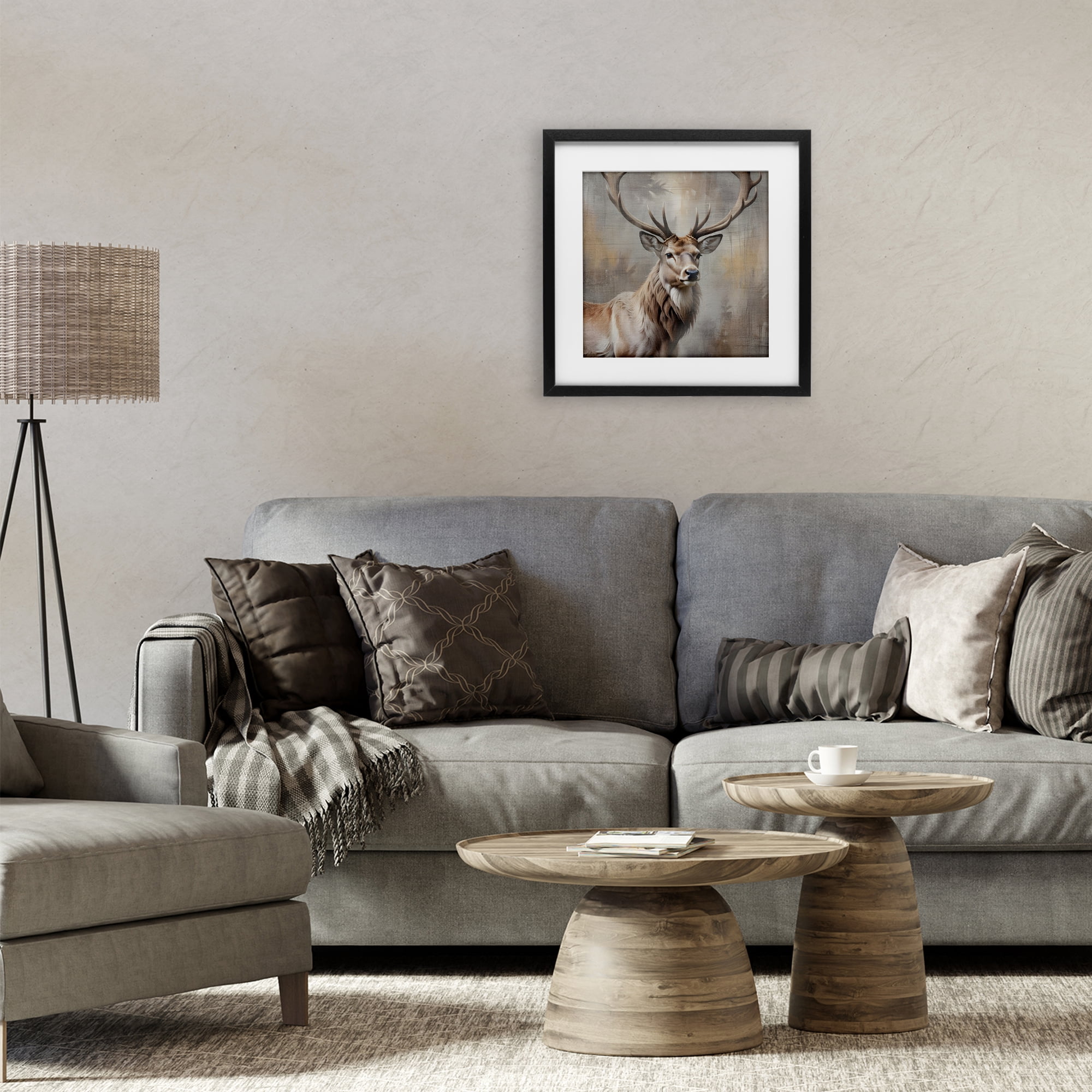 Stupell Industries Rustic Stag with Majestic Glance Black Framed Print Under Glass, design by Susan Arnot