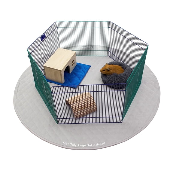 Paw Inspired 48" Round Playpen Mat | Super Absorbent Fleece Cage Liner with Non-Slip Bottom | Waterproof Pet Play Pen Pad for Dogs, Rabbits, Guinea Pigs, Hamsters, Small Animals (Light Gray)