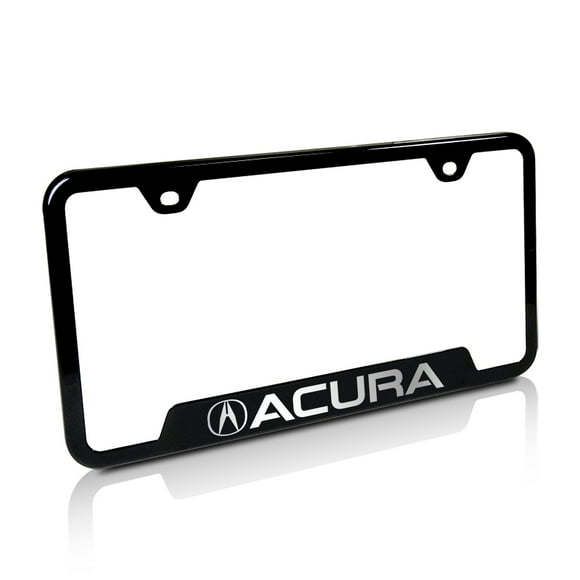 Au-TOMOTIVE GOLD Laser Etched Logo Cut-Out License Plate Frame for Acura (Chrome on Black)