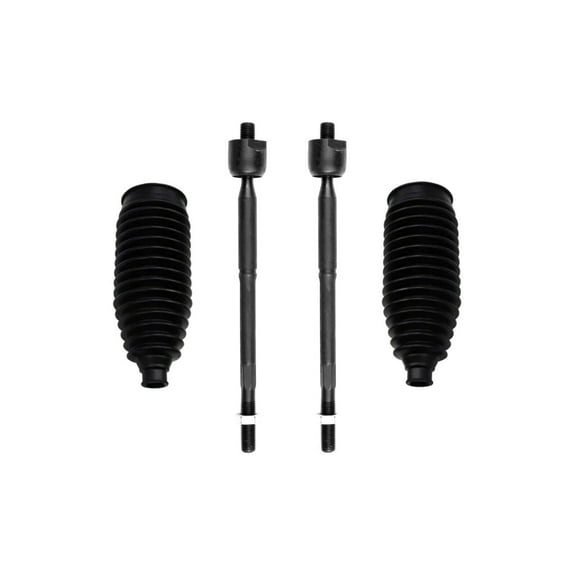 2 Inner Tie Rod Ends 2 Rack & Pinion Bellow Boots Front Steering Set