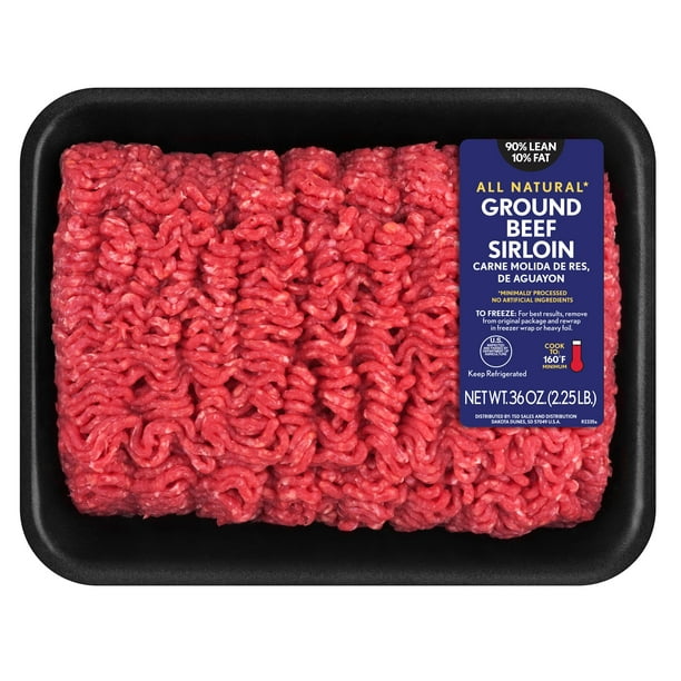All Natural* 90 Lean/10 Fat Ground Beef Sirloin Tray, 2.25 lb