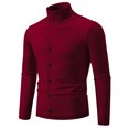 thumbnail image 2 of Miluxas Mens Mock Neck Sweater Ribbed Slim Fit Long Sleeve Turtleneck Button Design Pullover Sweater, 2 of 4