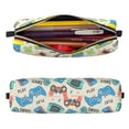 thumbnail image 2 of Rateoe Playing Video Games Print Leather Pencil Case with Smooth Zipper, Compact Storage for Writing Tools & Art Supplies, 8.26" x 1.96" x 2.16", 2 of 7