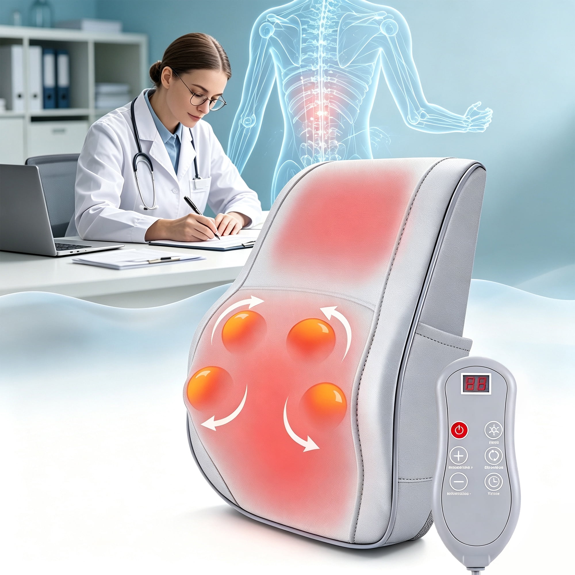 Ammassage Neck and Back Massager with Heat, Shiatsu Deep Kneading Massager for Chairs, Car, Gifts for Pain Relief