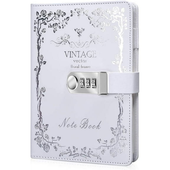 Digital Password Lock Diary PU Leather Journal with Combination Lock (Diary with Combination Lock) Password Journal Locking Journal Diary (Black Golden)