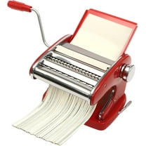 Pasta Maker Machine, Suction Cup Type Manual Pasta Machine 0.01-0.20inch with 6 Adjustable Thickness Settings 4-in-1 Hob Noodle Machine For Making Spaghetti, Fettuccine, Lasagna, Dumpling (Red)