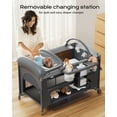 thumbnail image 3 of Babyomi 4 in 1 Baby Bassinet with Diaper Changer, Long Next to Bed Crib with Mattress,Height Adjustable,Pack and Play,Bedside Crib Sleeper, Gray, 3 of 5