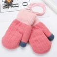 thumbnail image 3 of Bueautybox Toddlers Full Finger Gloves Kids Winter Double Layer Thick Warm Full Finger Stitching Knitted Mittens Winter Warm Furry Knitted Mitten with Neck String, 3 of 7
