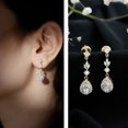 thumbnail image 3 of Rosec Jewels Lab Created Diamond Dangle Earrings with Screw Back (EF-VS Quality) - Bridal Drop Earrings for Wedding, 18K Yellow Gold, 3 of 6