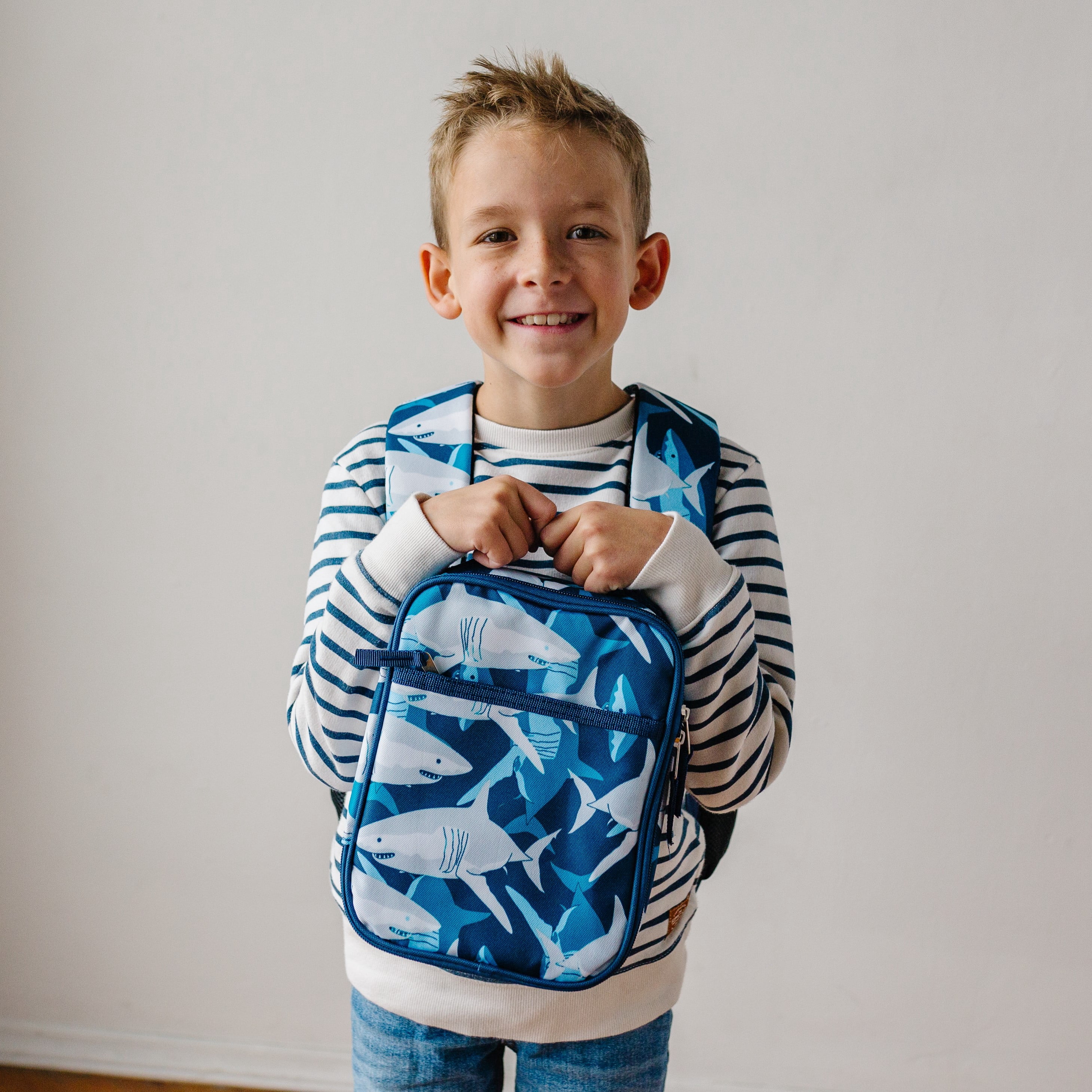Wildkin Kids Recycled Eco Lunch Bag for Boys and Girls (Sharks)