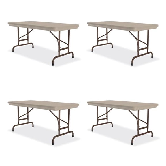 Correll CRLRA2448244P Adjustable Folding Table, Rectangular, 48 x 24 x 22 to 32 in., Mocha Granite Top, Brown Legs