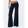 thumbnail image 5 of Women Low Rise Straight Leg Sweatpants Y2k Solid Color Stretchy Leggings Deep Blue L, 5 of 9