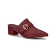 thumbnail image 1 of BLISSFUL STEP Women's Shoes Buckle Strap Pointed Toe Chunky Heel PU Vamp Mule Shoes Burgundy 7, 1 of 7