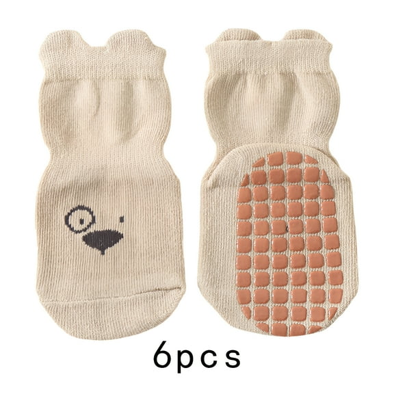 TELOLY 6Pairs Toddler Socks,Adaptive Cuff Cute Socks,Adorable Look Toddler Grip Socks,Style1
