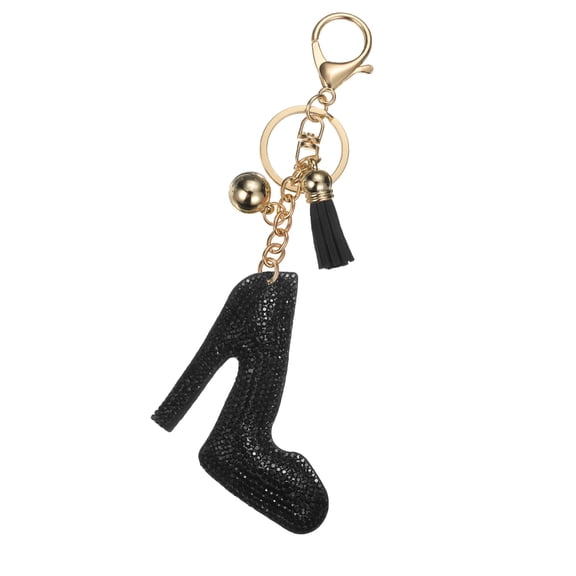 Rhinestone Keychains for Women, Cute Bling High Heel Keychain Accessories Purse Charm Backpack Keyring for Gifts Decorative Bag Handbags Car Keys, Black