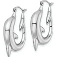 thumbnail image 2 of Sterling Silver Rhodium-Plated Dolphin Hoop Earrings (32 X 23) Made In Mexico qe4698, 2 of 5