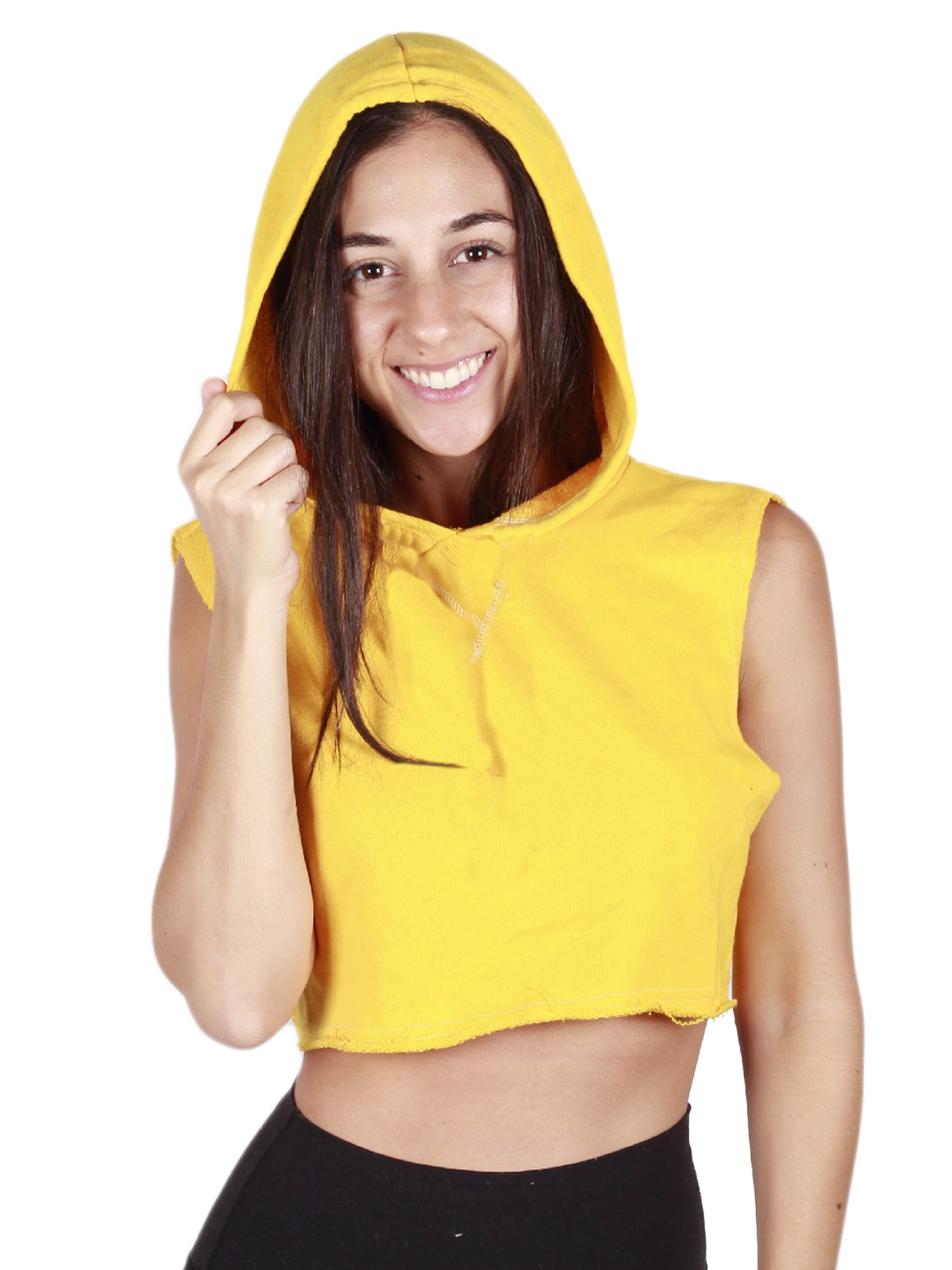 yellow sleeveless crop top