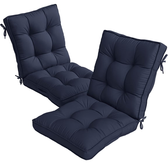 Kimunuk Outdoor Chair Cushions Set of 2, 42 x 21 x 4 in Non Slip Porch Swing Cushion Seat Back Cushions with Ties for Indoor Patio Rocking Chair, Navy Blue