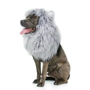 Lion Mane Wig for Dogs, Funny Pet Cat Costumes, Furry Dog Clothing Accessories (Size M,Grey)