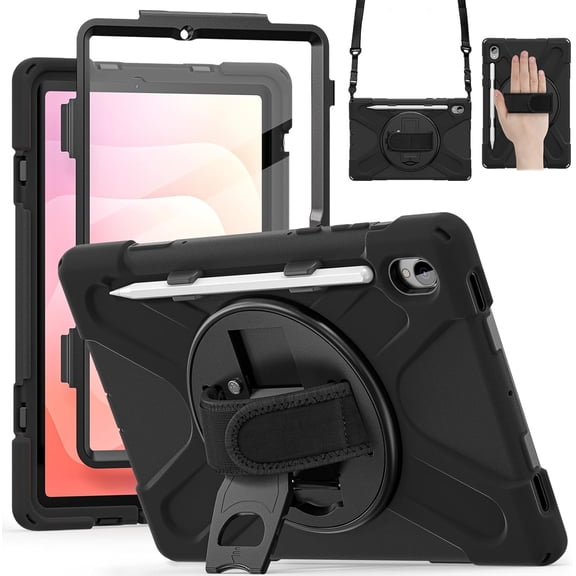 ZenRich Rugged Case for Samsung Galaxy Tab S11 2025 11 Inch (SM-X730), Heavy Duty Shockproof Tablet Case with Built-in Screen Protector, 360° Rotating Kickstand, Hand Strap, Shoulder Strap