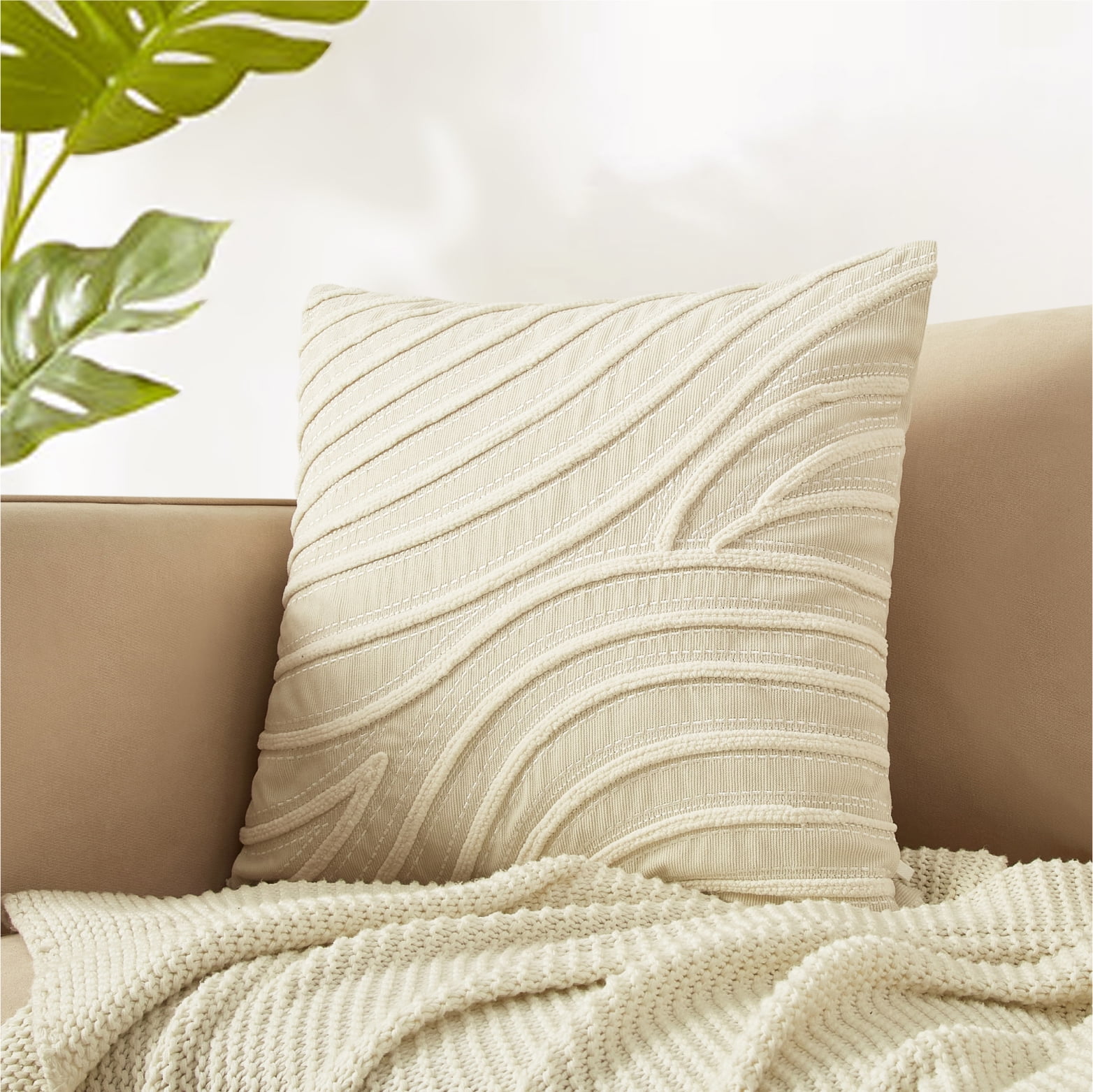 (2 pack) Style House White Waves Aiden Pillow for Adults, 20"x 20," Home Decor Collection