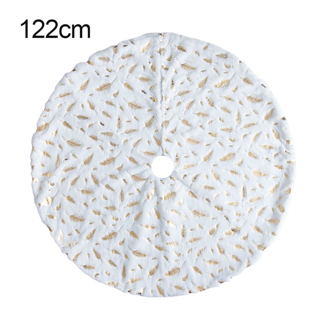 Falda de árbol de Navidad debajo de la alfombra de pie de árbol Manta blanca de plumas para decoración de fiestas, dorado, 122cm sidaley HA008201-02