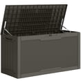 thumbnail image 6 of Uforic 80 Gallon Resin Outdoor Storage Deck Box, Weather Resistant Rattan Pattern Lockable Storage Bin for Patio Garden Backyard Home Essentials, Light Brown, 6 of 9