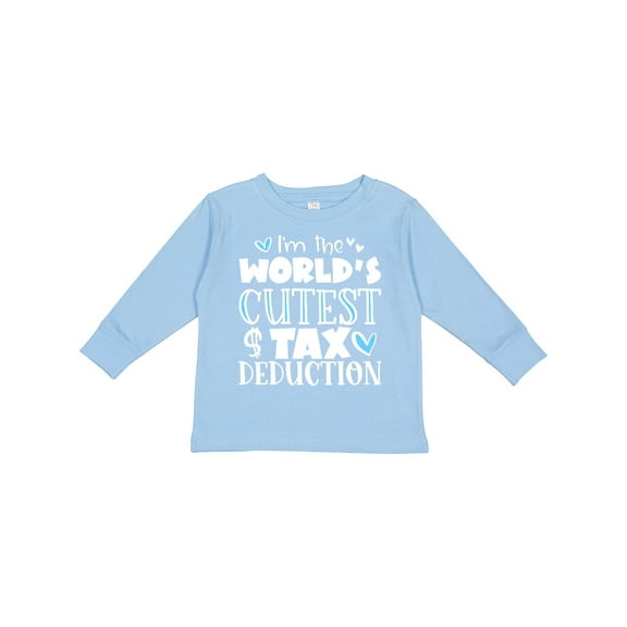 Inktastic I'm the World's Cutest Tax Deduction Blue Hearts Boys or Girls Long Sleeve Toddler T-Shirt