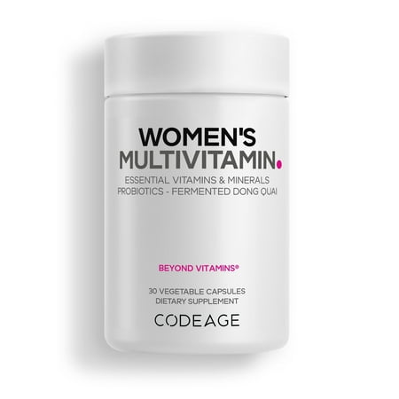 Codeage Women’s Multivitamin - Vitamins A, C, D3, E, B6, B12, Folate, Calcium, Magnesium, Iron, Dong Quai, Probiotics - 1 Capsule Per Serving - Daily Vitamin Pills for Women - Non-GMO - 30 Capsules