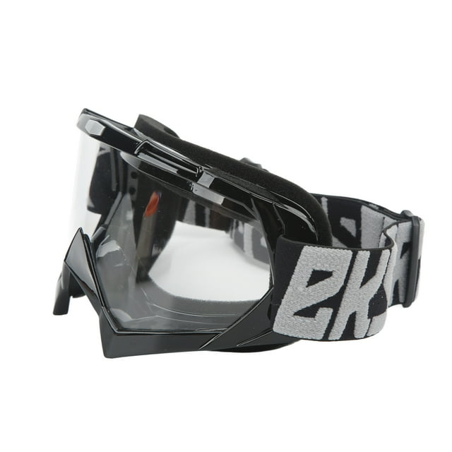 Motorcycle Goggles, Fallproof Windproof Goggles Scratch Proof With 3 Layers Sponge Pad For Hiking Black Frame Transparent Lens Gray Word