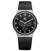 Danish Design IQ13Q994 Black Dial Titanium Leather Day/Date Quartz Men's Watch