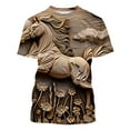 thumbnail image 5 of Zylanna Men's Short Sleeve T-Shirts, Crew Neck Relief Steed Print Lightweight Summer Daily leisure Tops for Men Coffee Size XL, 5 of 6