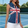 thumbnail image 5 of Uorisanigo Union Jack Womens Golf Shir Fashion Sleeveless Athletic Polo Workout Tops for Women Versatile Quarter Zip Pullover Comfortable Workout Tank Tops Size XL, 5 of 7