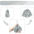 thumbnail image 6 of CUGBO 24Pcs Cheerleading Pom Poms, Handle Metallic Foil Flower Ribbons for Dance Sports Game Party (Silver), 6 of 14
