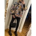 thumbnail image 5 of Womens Causal Cropped Quilted Long Sleeve Padded Jackets Floral Printed Open Front Puffer Coat Black M, 5 of 9