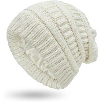 Muryobao Womens Winter Warm Knitted Hat Satin Silk Lined Cable Knit Beanie Chunk Muryobao Womens Winter Warm Knitted Hat Satin Silk Lined  main image 4