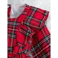 thumbnail image 6 of Liacowi Little Girls Dress Kids Girls Christmas Clothes Ruffle Long Sleeve  Plaid A-line Dress Toddler Fall Princess Dress with Headband Christmas Party Costume 1-6T, 6 of 9