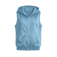 thumbnail image 4 of Women's Casual Zip Up Hooded Sleeveless Vest Jacket with Pockets Lightweight Relaxed Fit Sleeveless Outerwear for Women Everyday Travel Work Light Blue XL, 4 of 4