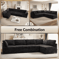 thumbnail image 3 of Vcatnet 130.7" Modular Sectional Sofa Cloud Couch Corduroy L Shaped Oversized Modern Minimalist Couch with Deep Seat for Living Room, 5 Seat, Black, 3 of 11