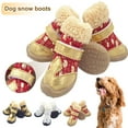 thumbnail image 2 of comerut 4Pcs Pet Shoes Stone Pattern Bronzing Keep Warmth Fastener Tape Pet Dog Snow Boots for Winter, 2 of 8